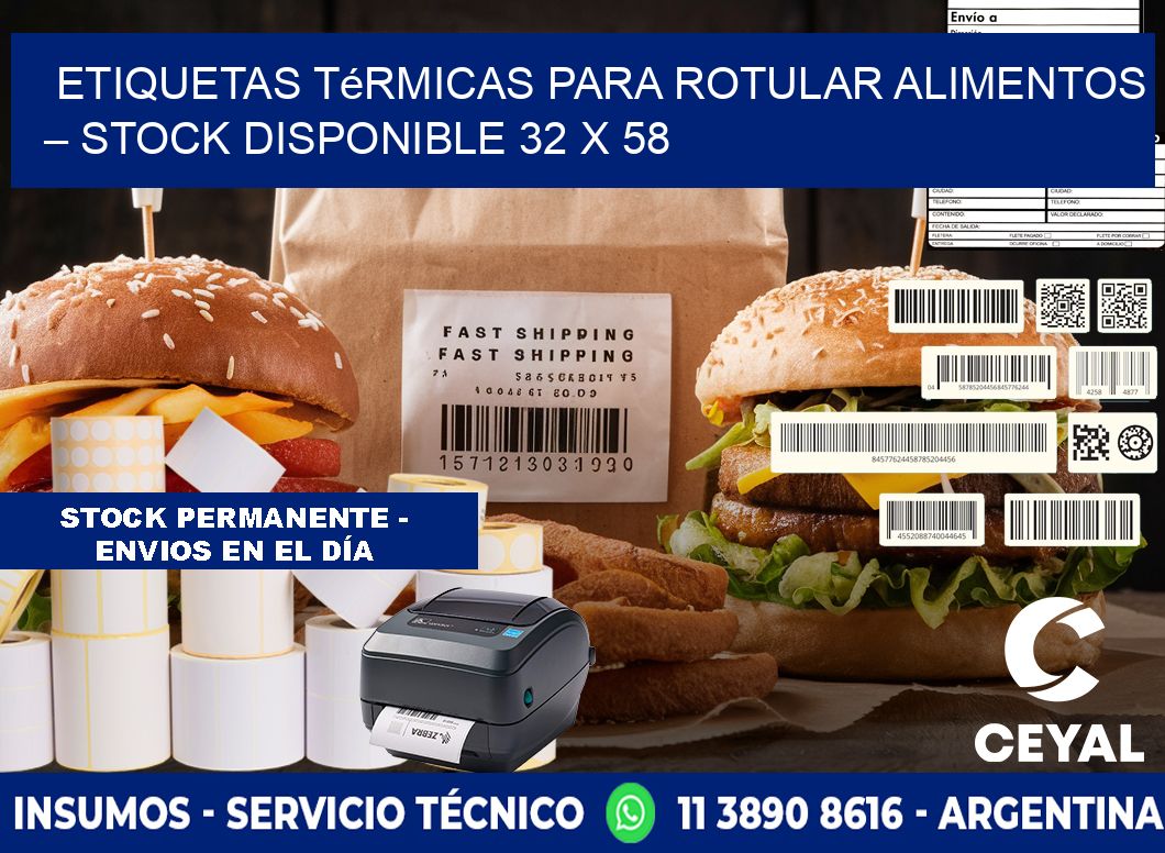 Etiquetas térmicas para rotular alimentos – Stock disponible 32 x 58