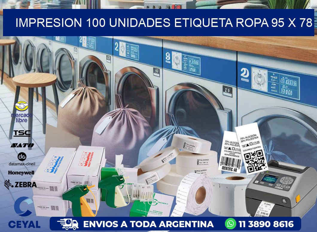 IMPRESION 100 UNIDADES ETIQUETA ROPA 95 x 78
