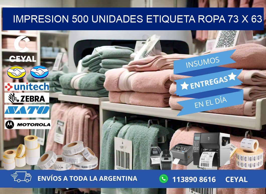 IMPRESION 500 UNIDADES ETIQUETA ROPA 73 x 63