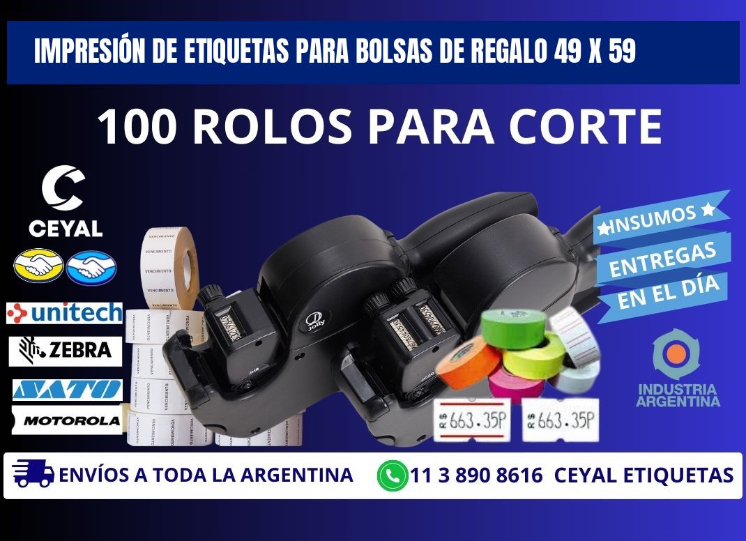 IMPRESIÓN DE ETIQUETAS PARA BOLSAS DE REGALO 49 x 59