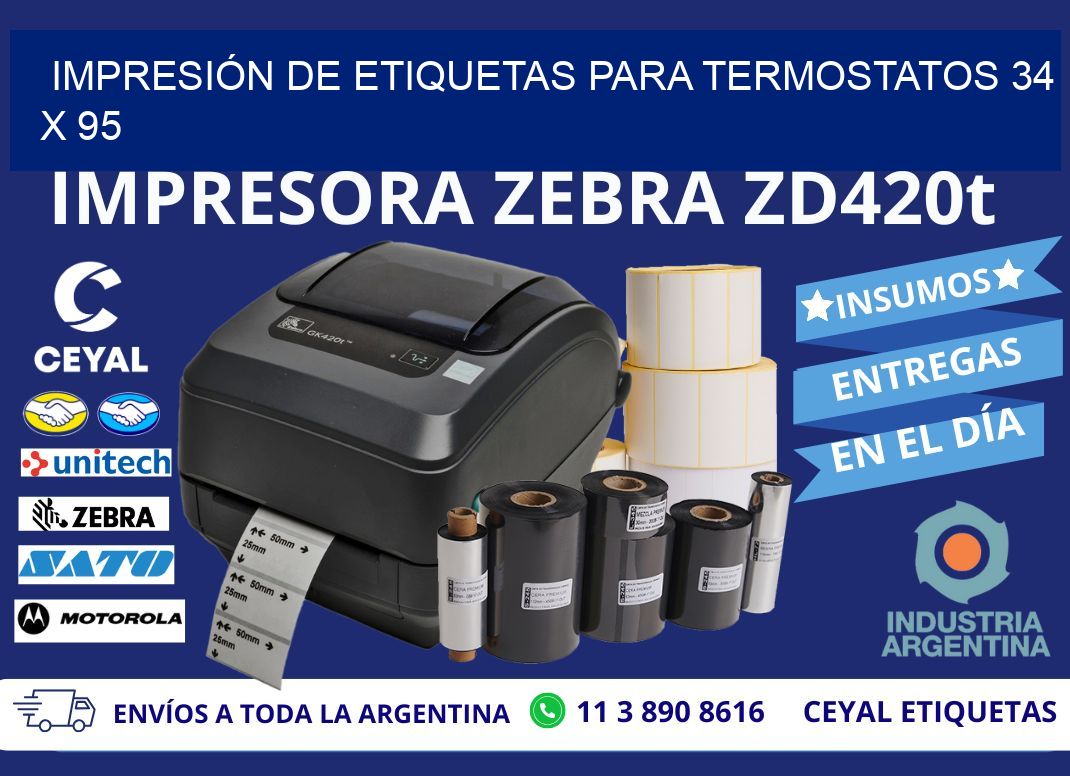 IMPRESIÓN DE ETIQUETAS PARA TERMOSTATOS 34 x 95