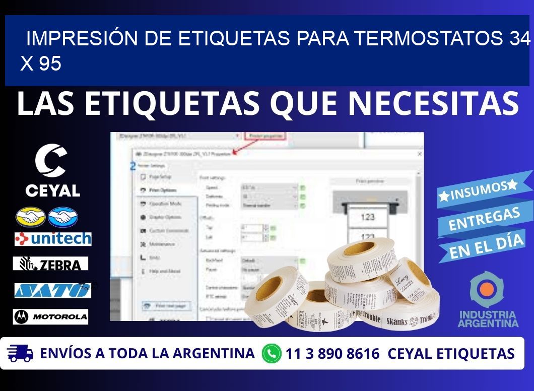 IMPRESIÓN DE ETIQUETAS PARA TERMOSTATOS 34 x 95