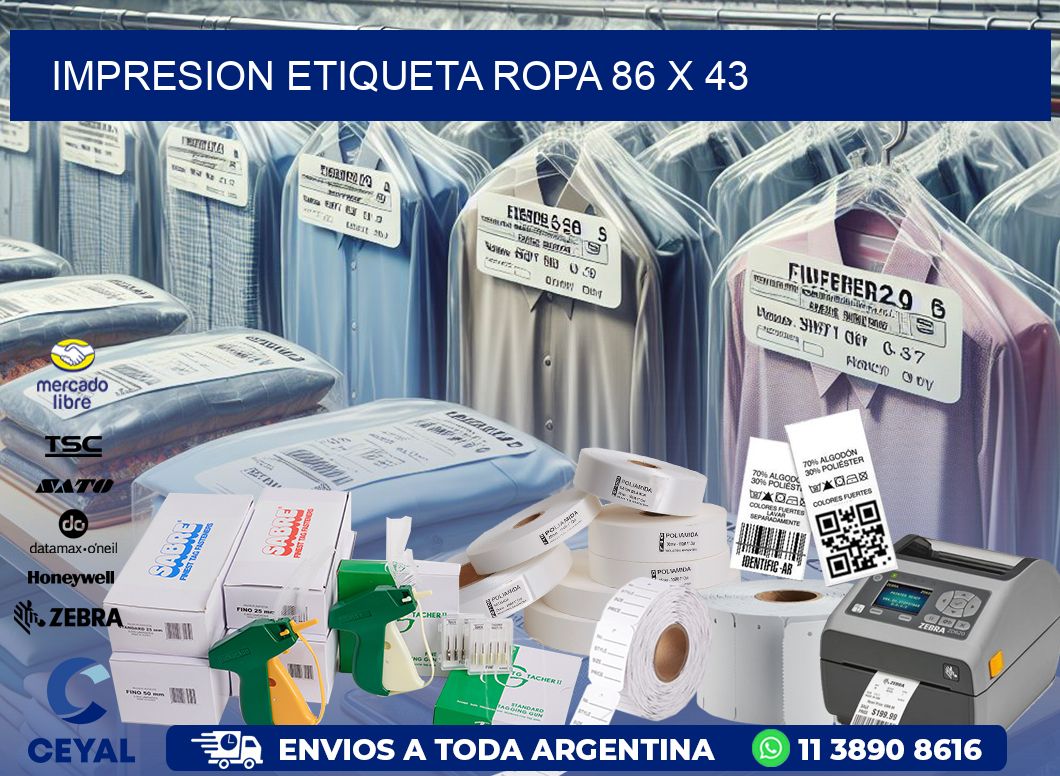 IMPRESION ETIQUETA ROPA 86 x 43