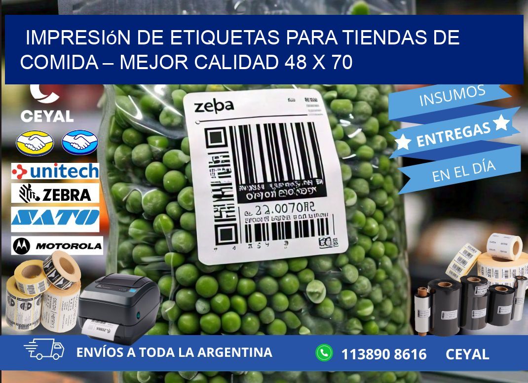 Impresión de etiquetas para tiendas de comida – Mejor calidad 48 x 70