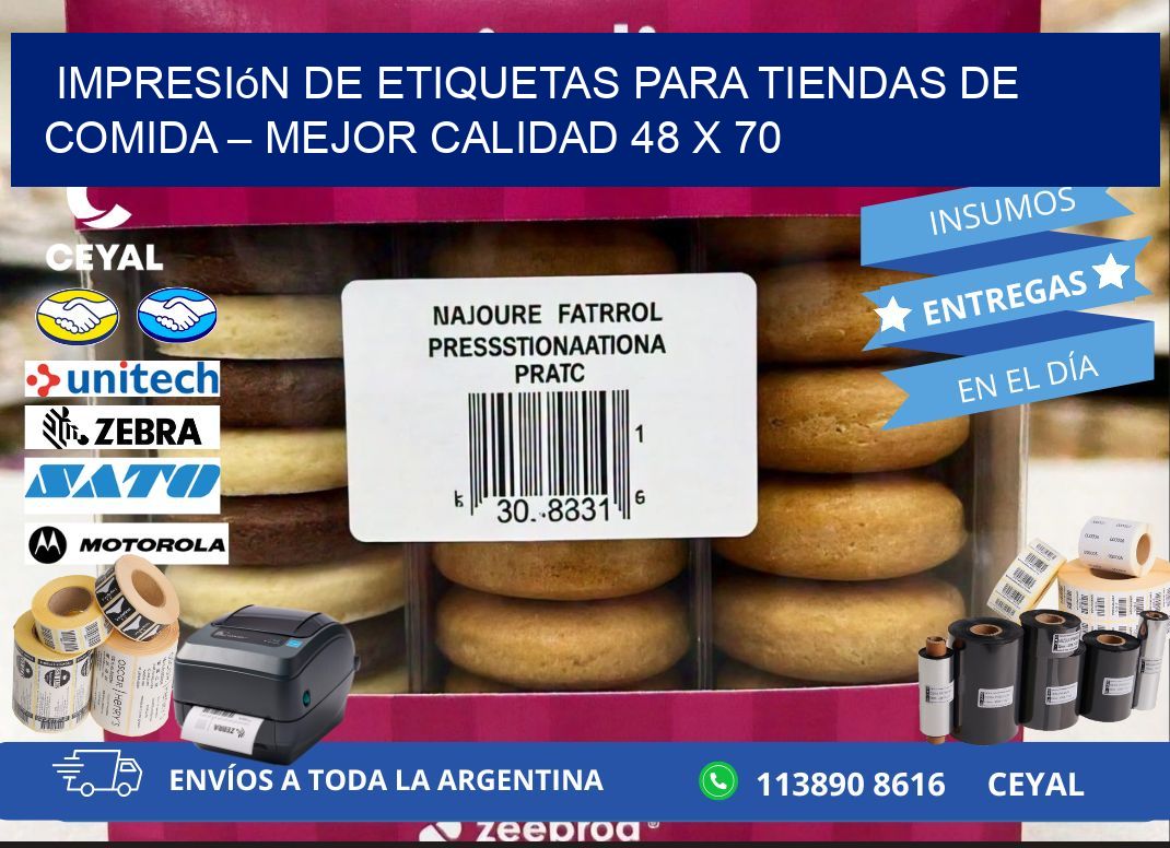 Impresión de etiquetas para tiendas de comida – Mejor calidad 48 x 70