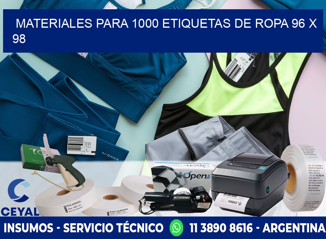 MATERIALES PARA 1000 ETIQUETAS DE ROPA 96 x 98