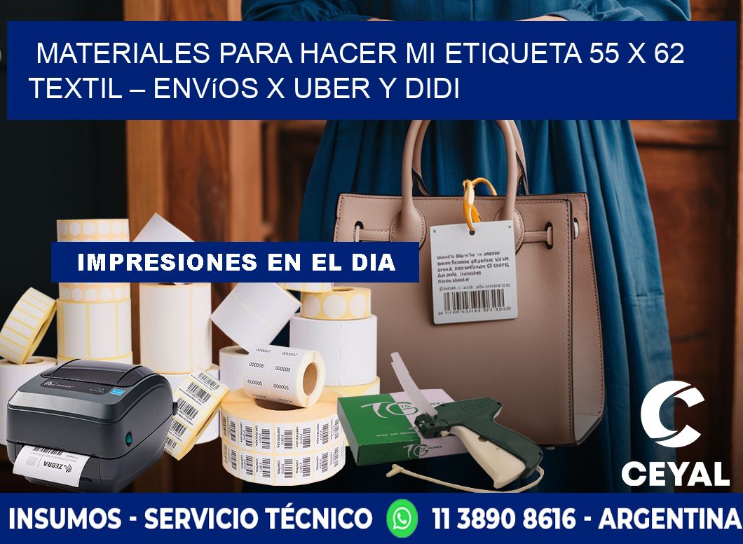 Materiales para hacer mi Etiqueta 55 x 62 textil – Envíos x Uber y DiDi