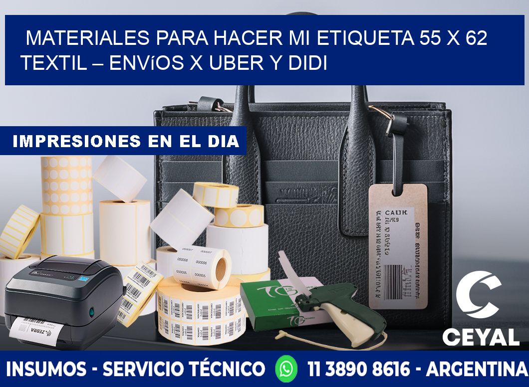 Materiales para hacer mi Etiqueta 55 x 62 textil – Envíos x Uber y DiDi