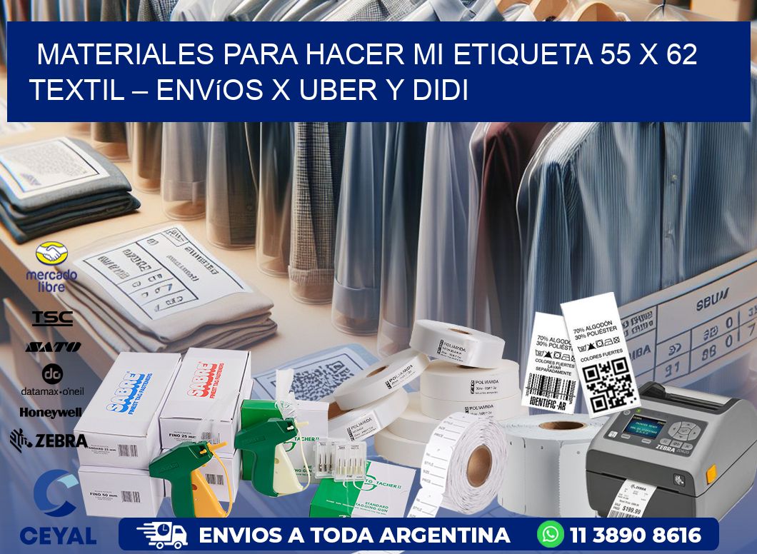 Materiales para hacer mi Etiqueta 55 x 62 textil – Envíos x Uber y DiDi