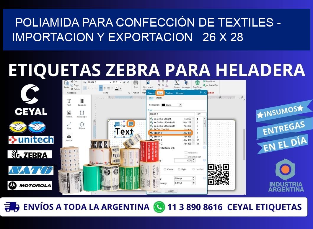 POLIAMIDA PARA CONFECCIÓN DE TEXTILES – IMPORTACION Y EXPORTACION   26 x 28