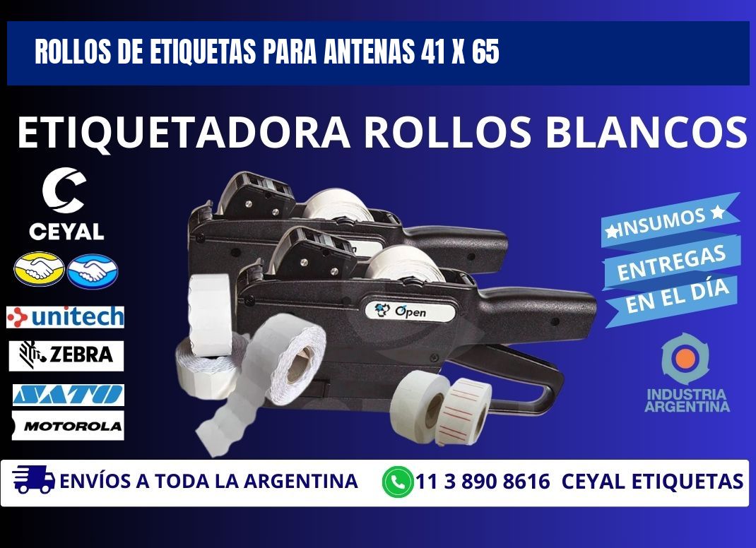 ROLLOS DE ETIQUETAS PARA ANTENAS 41 x 65