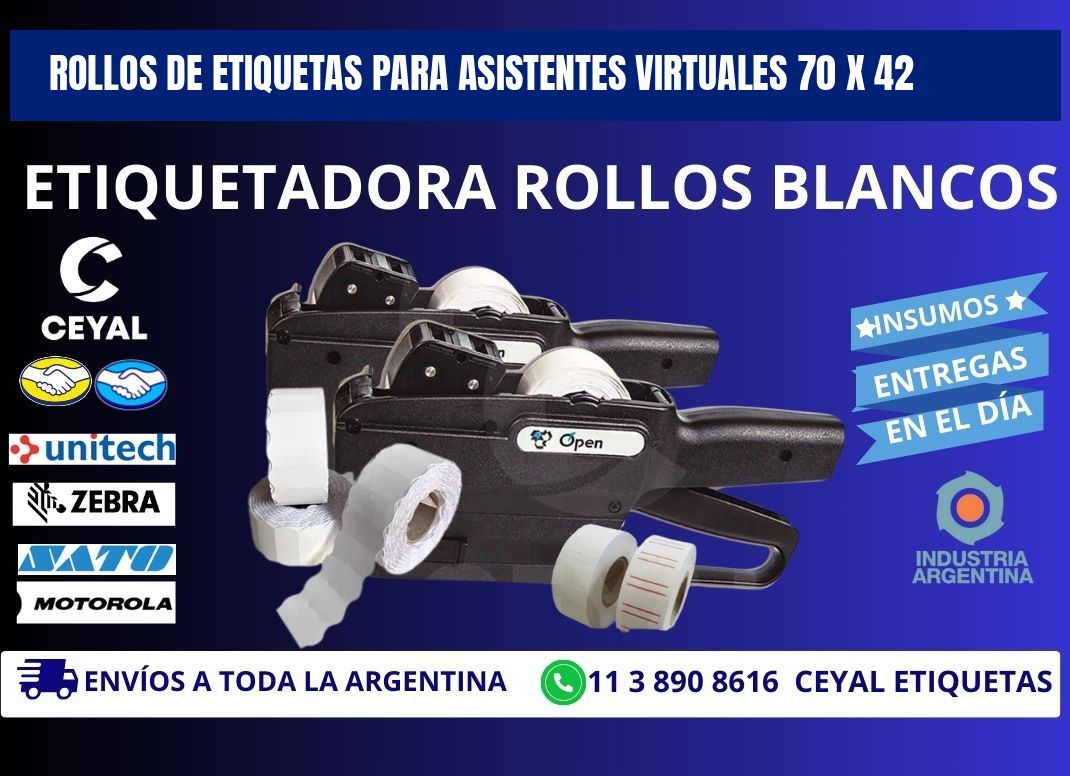 ROLLOS DE ETIQUETAS PARA ASISTENTES VIRTUALES 70 x 42