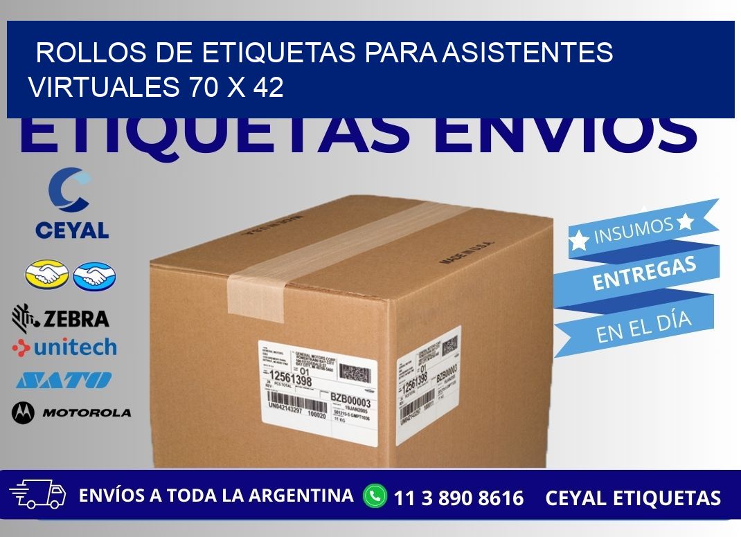 ROLLOS DE ETIQUETAS PARA ASISTENTES VIRTUALES 70 x 42