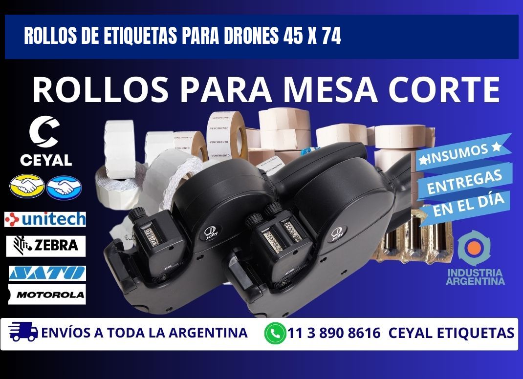 ROLLOS DE ETIQUETAS PARA DRONES 45 x 74