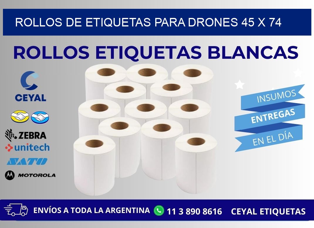 ROLLOS DE ETIQUETAS PARA DRONES 45 x 74