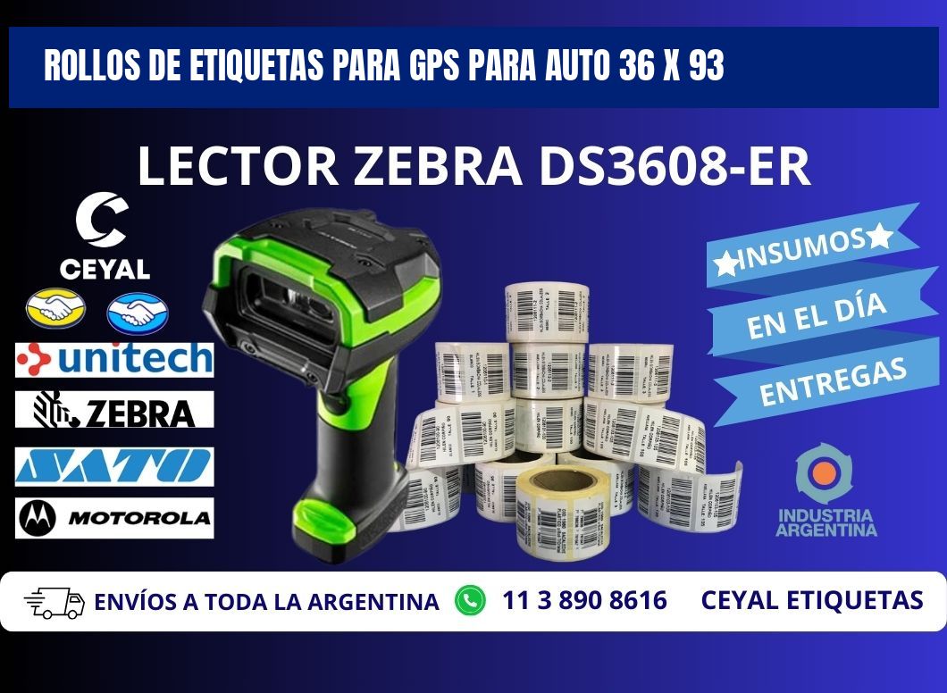 ROLLOS DE ETIQUETAS PARA GPS PARA AUTO 36 x 93