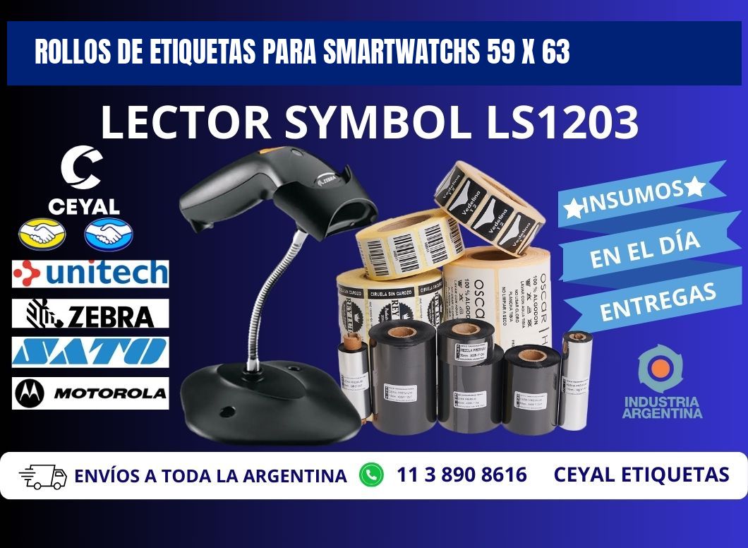 ROLLOS DE ETIQUETAS PARA SMARTWATCHS 59 x 63