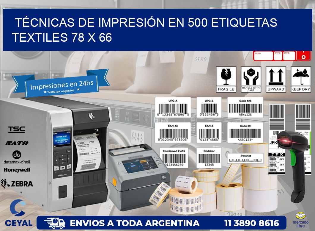 TÉCNICAS DE IMPRESIÓN EN 500 ETIQUETAS TEXTILES 78 x 66