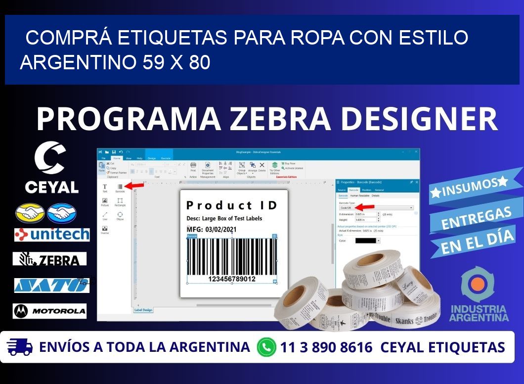 COMPRÁ ETIQUETAS PARA ROPA CON ESTILO ARGENTINO 59 x 80
