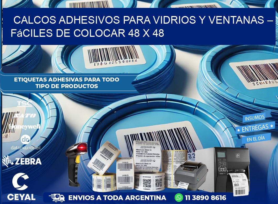 Calcos Adhesivos para Vidrios y Ventanas – Fáciles de Colocar 48 x 48