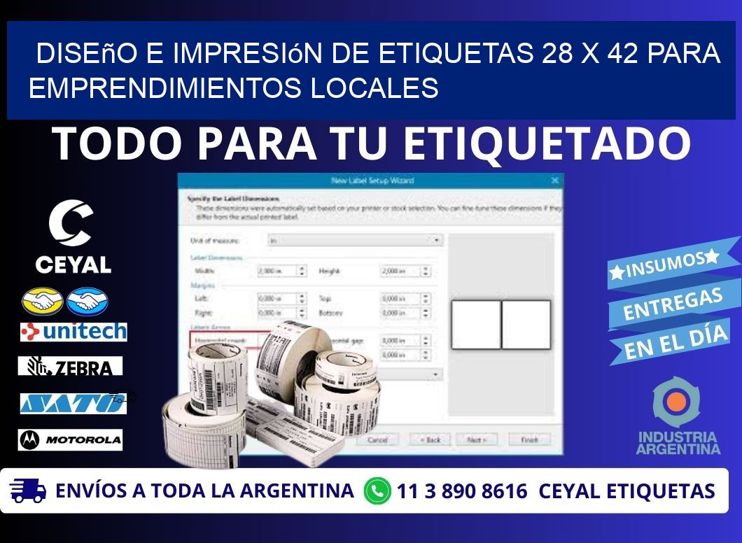 Diseño e Impresión de Etiquetas 28 x 42 para Emprendimientos Locales