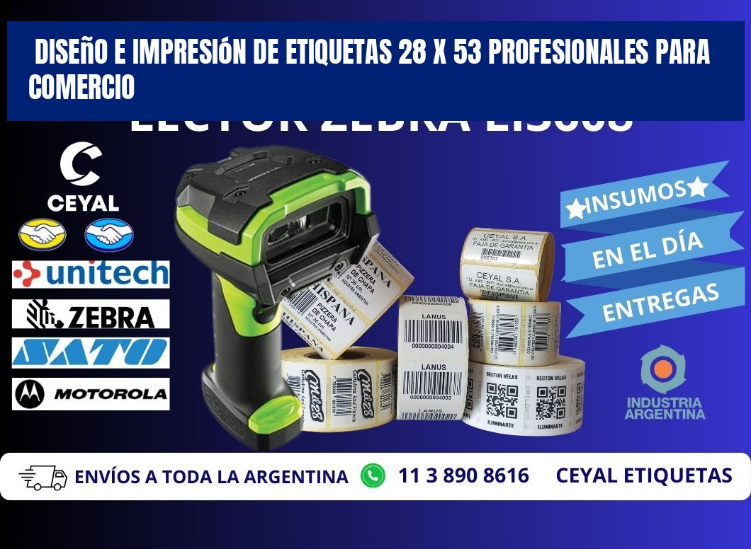 Diseño e Impresión de Etiquetas 28 x 53 Profesionales para Comercio