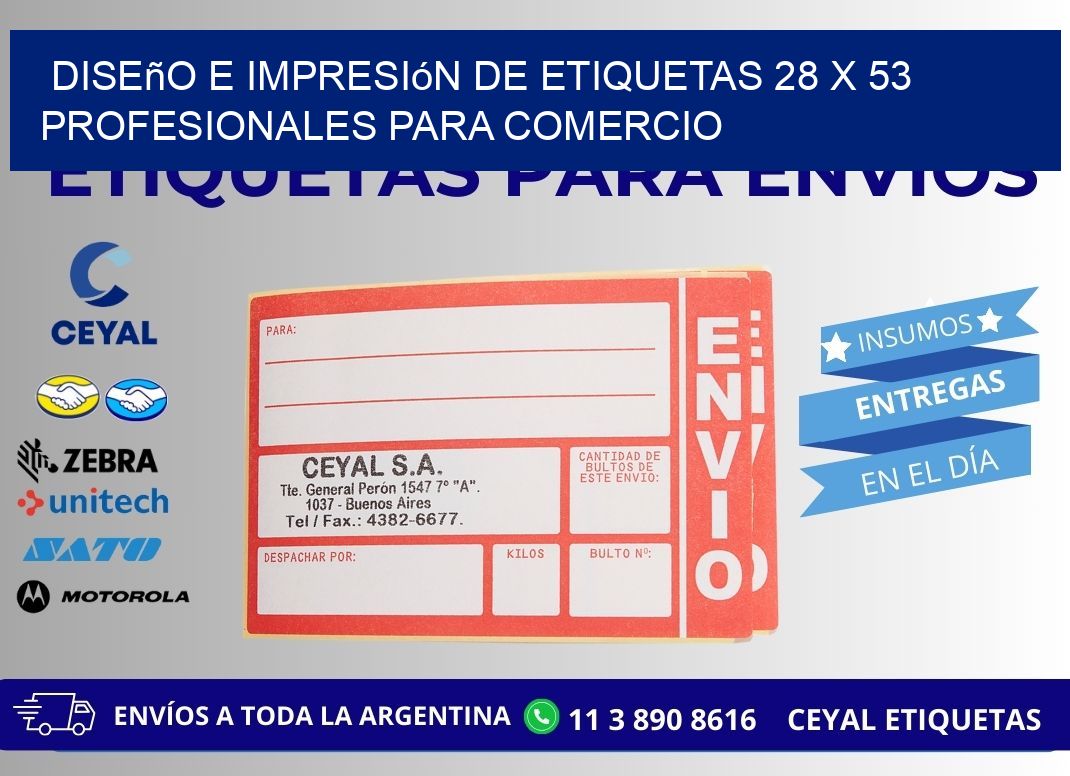 Diseño e Impresión de Etiquetas 28 x 53 Profesionales para Comercio