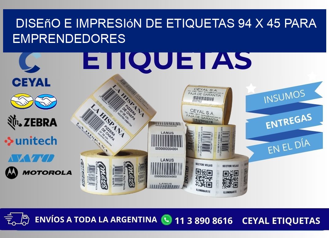 Diseño e Impresión de Etiquetas 94 x 45 para Emprendedores