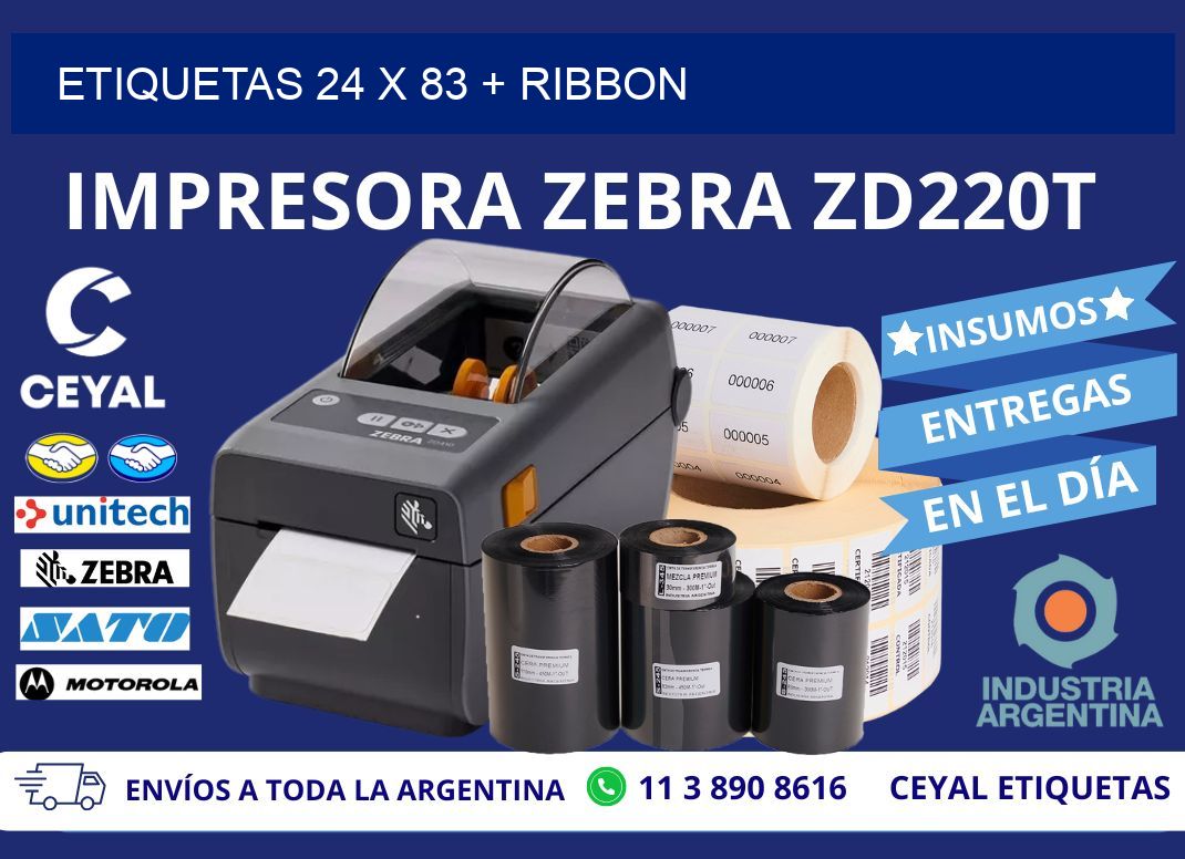 ETIQUETAS 24 x 83 + RIBBON