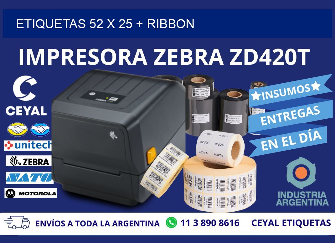 ETIQUETAS 52 x 25 + RIBBON