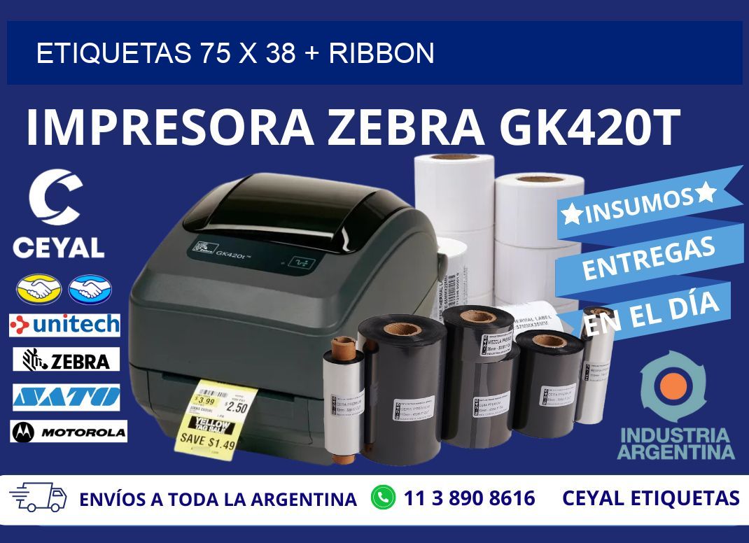 ETIQUETAS 75 x 38 + RIBBON