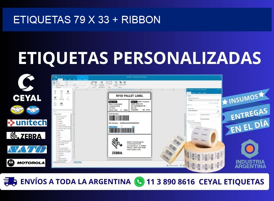 ETIQUETAS 79 x 33 + RIBBON