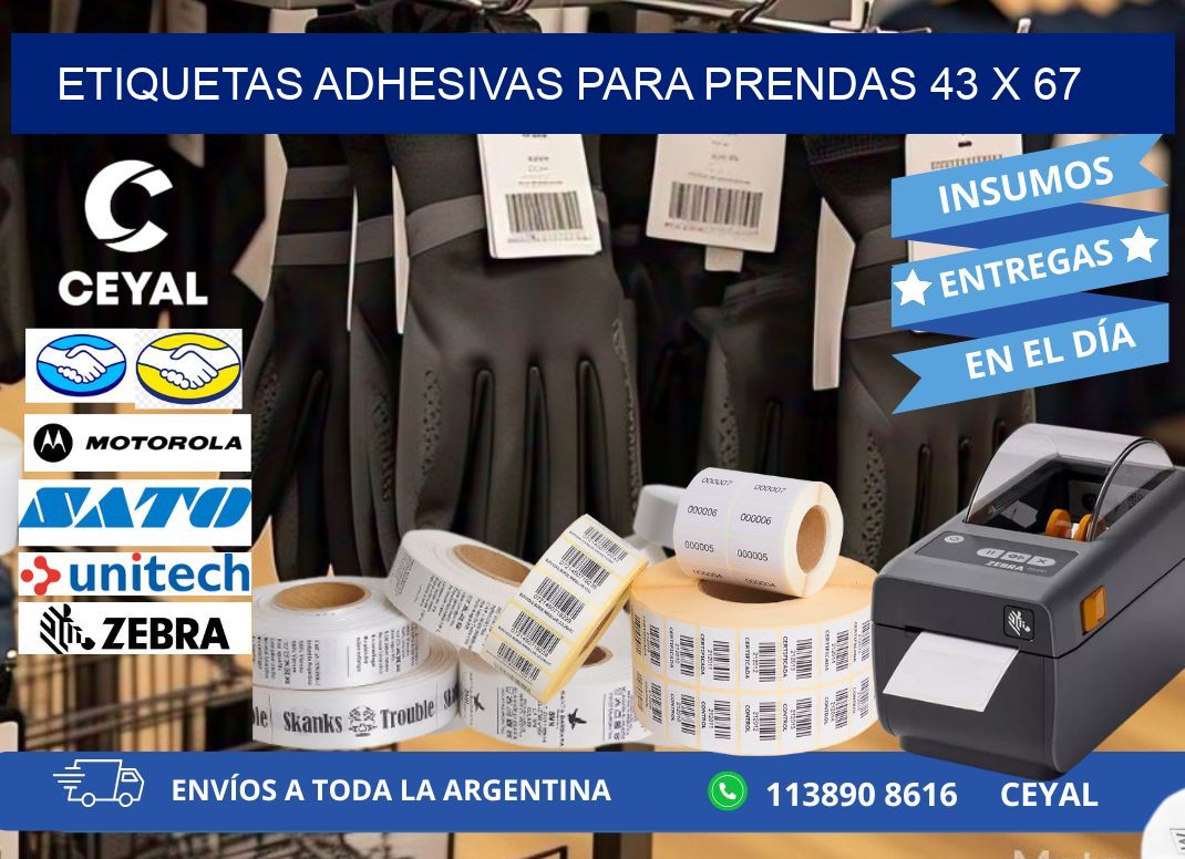 ETIQUETAS ADHESIVAS PARA PRENDAS 43 x 67