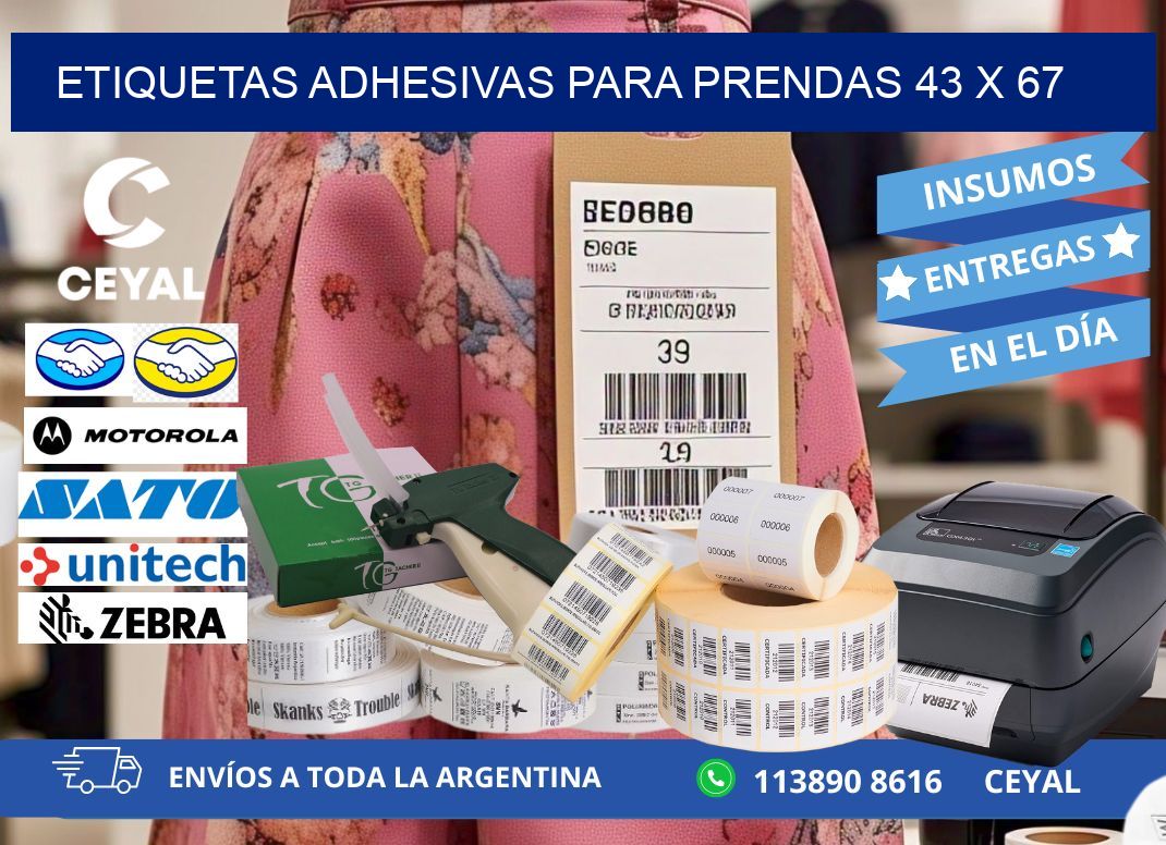 ETIQUETAS ADHESIVAS PARA PRENDAS 43 x 67