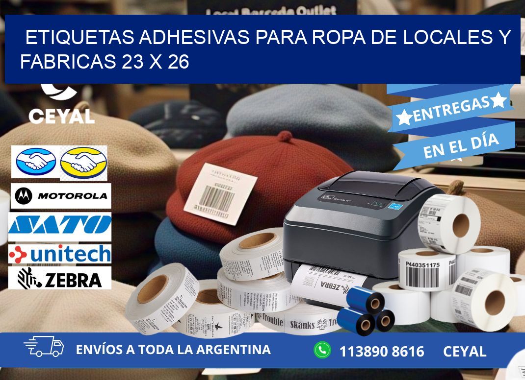ETIQUETAS ADHESIVAS PARA ROPA DE LOCALES Y FABRICAS 23 x 26
