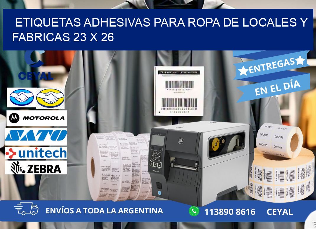ETIQUETAS ADHESIVAS PARA ROPA DE LOCALES Y FABRICAS 23 x 26