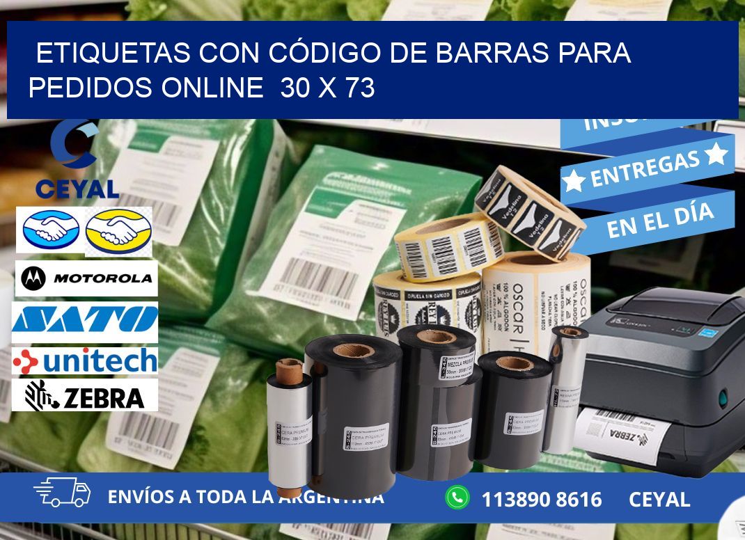 ETIQUETAS CON CÓDIGO DE BARRAS PARA PEDIDOS ONLINE  30 x 73