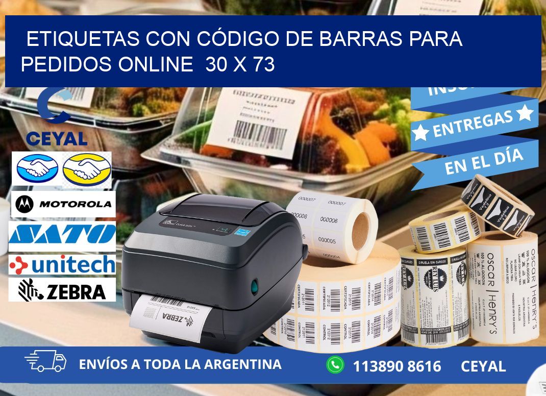 ETIQUETAS CON CÓDIGO DE BARRAS PARA PEDIDOS ONLINE  30 x 73