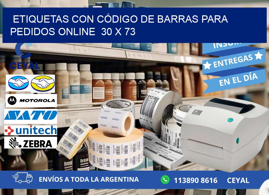 ETIQUETAS CON CÓDIGO DE BARRAS PARA PEDIDOS ONLINE  30 x 73