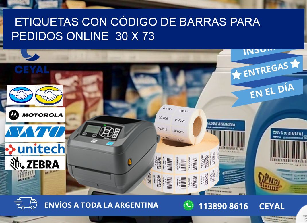 ETIQUETAS CON CÓDIGO DE BARRAS PARA PEDIDOS ONLINE  30 x 73