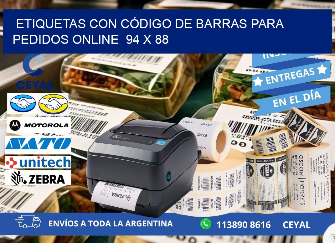 ETIQUETAS CON CÓDIGO DE BARRAS PARA PEDIDOS ONLINE  94 x 88