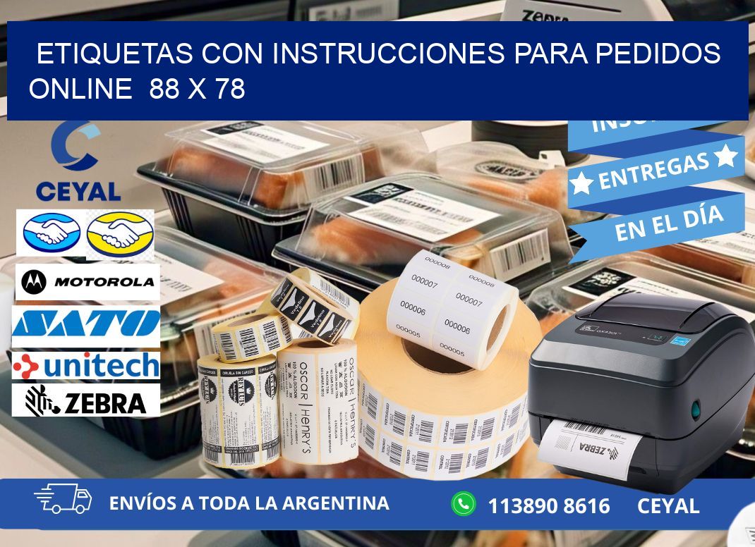 ETIQUETAS CON INSTRUCCIONES PARA PEDIDOS ONLINE  88 x 78