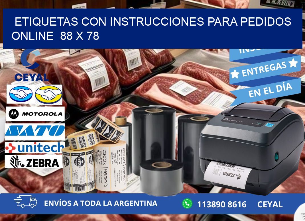 ETIQUETAS CON INSTRUCCIONES PARA PEDIDOS ONLINE  88 x 78