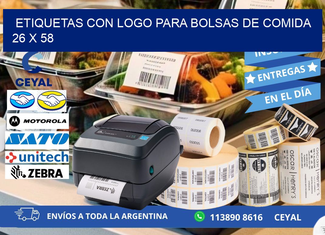 ETIQUETAS CON LOGO PARA BOLSAS DE COMIDA  26 x 58