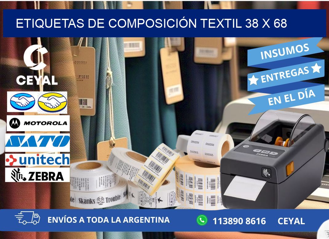 ETIQUETAS DE COMPOSICIÓN TEXTIL 38 x 68