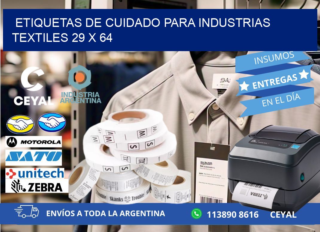 ETIQUETAS DE CUIDADO PARA INDUSTRIAS TEXTILES 29 x 64