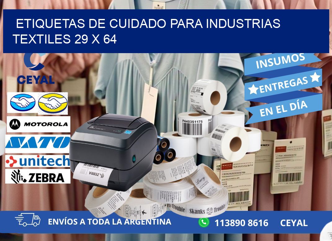ETIQUETAS DE CUIDADO PARA INDUSTRIAS TEXTILES 29 x 64
