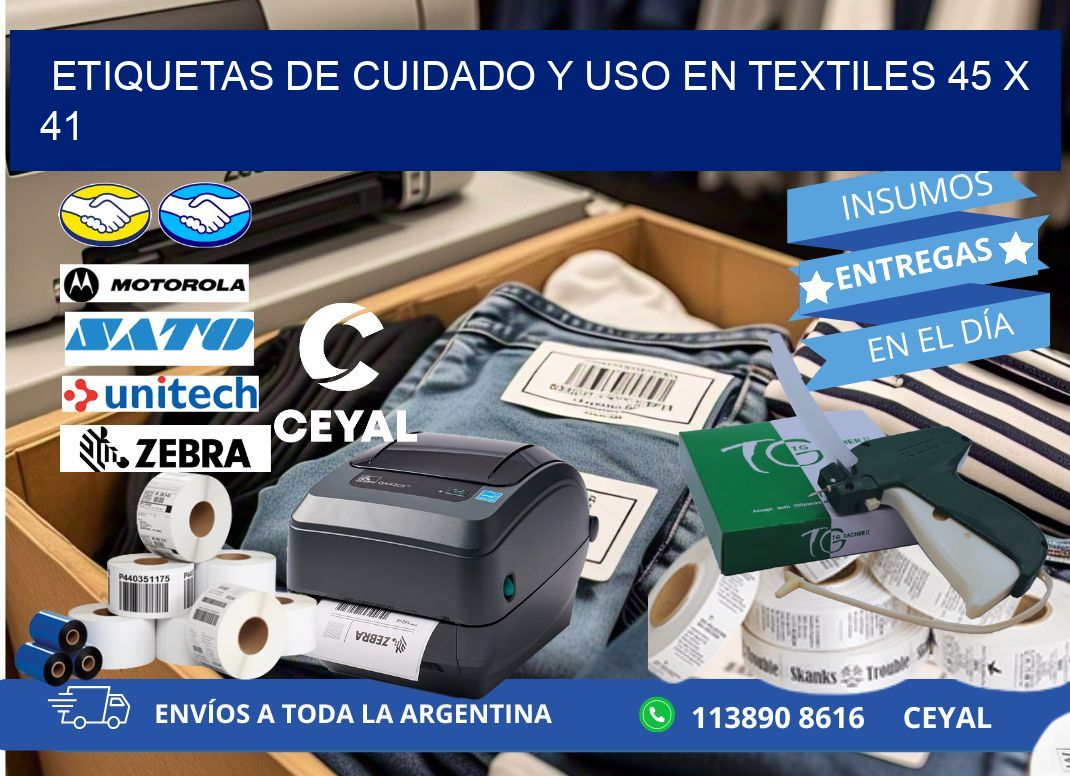 ETIQUETAS DE CUIDADO Y USO EN TEXTILES 45 x 41
