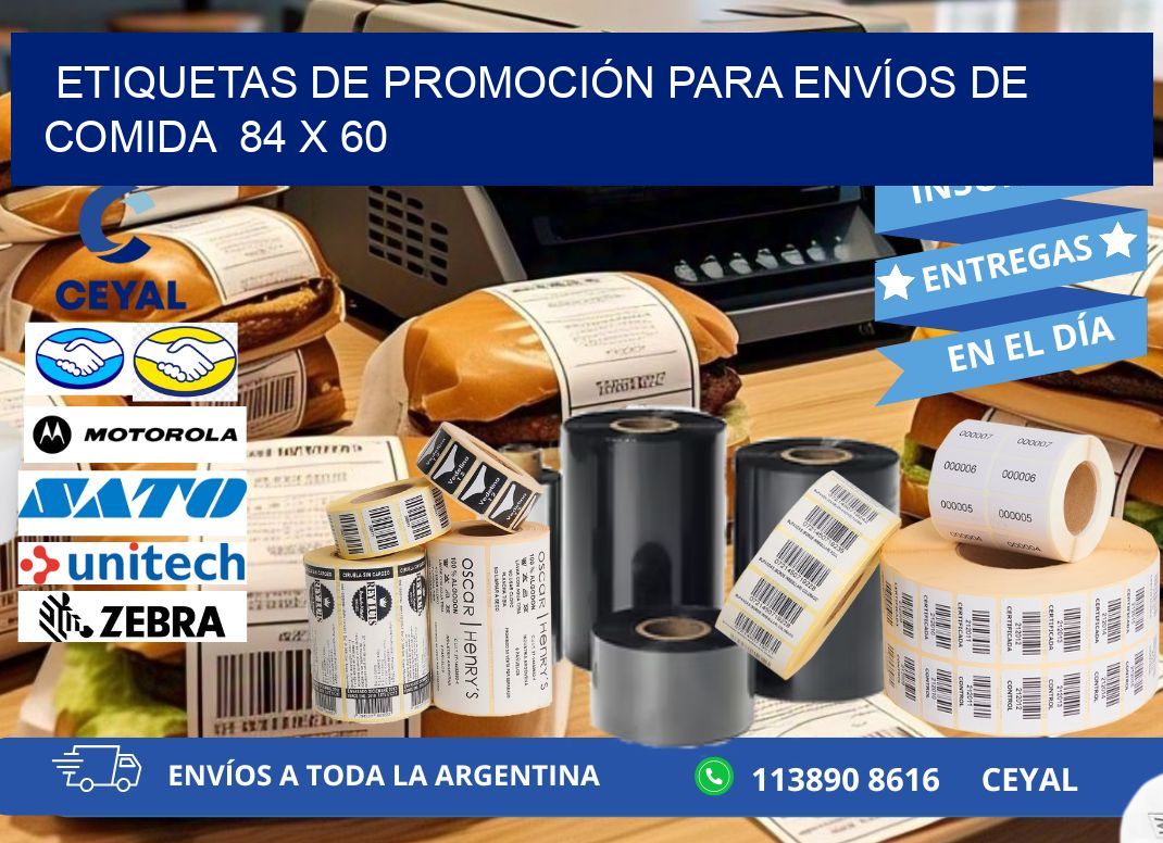 ETIQUETAS DE PROMOCIÓN PARA ENVÍOS DE COMIDA  84 x 60