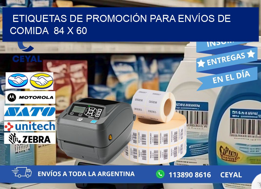 ETIQUETAS DE PROMOCIÓN PARA ENVÍOS DE COMIDA  84 x 60